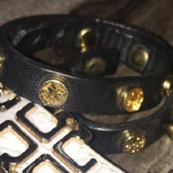 Tory Burch Black Wrap Leather Cuff